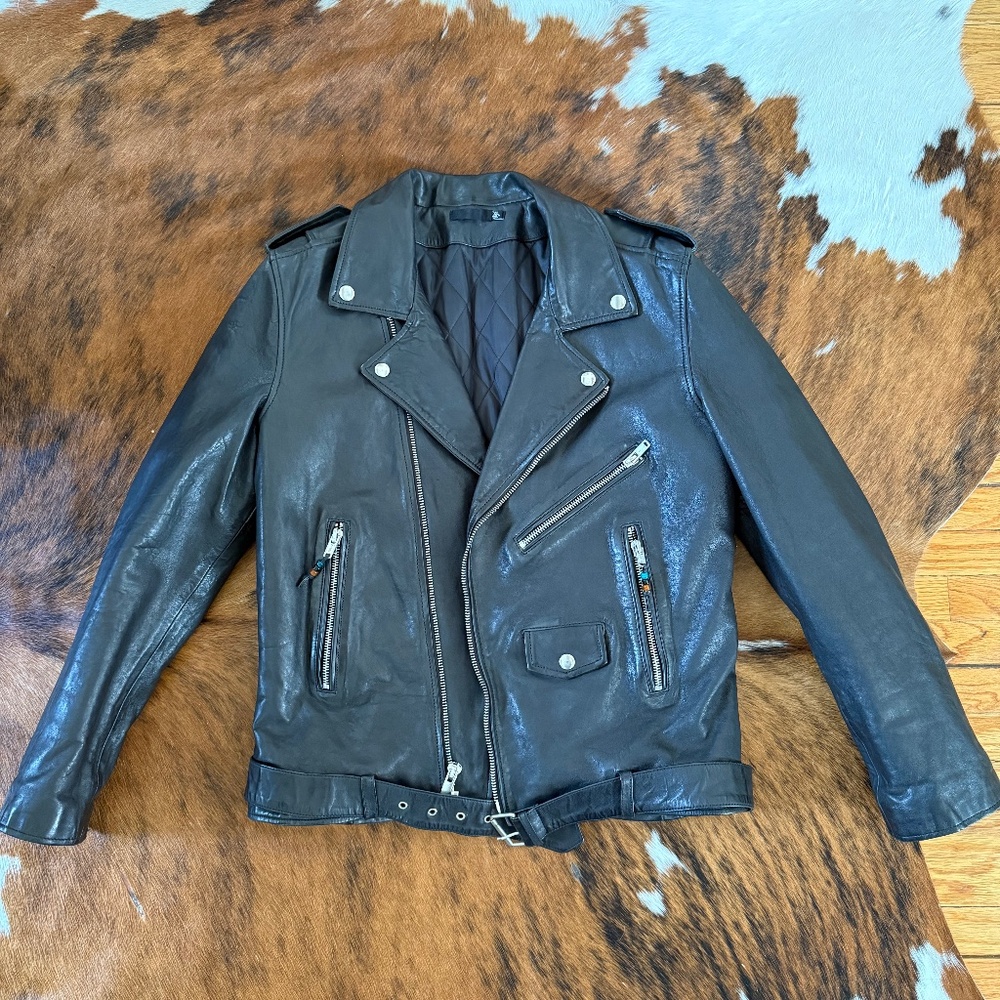 BLK DNM Leather Motorcycle Jacket Men's Size XL